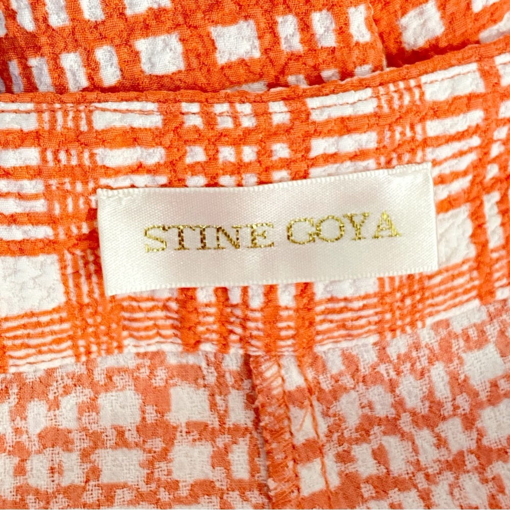 STINE GOYA Orange White plaid gingham print high waist flare Pants - Picture 14 of 16